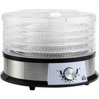 HOMCOM 800-145V70 5 Tier Food Dehydrator, 250W For Fruit, Meat, Vegetable, Lcd Display, Silver