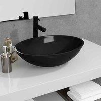 vidaXL Basin Ceramic Square Black 41.5x41.5x12 cm, Black