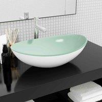 vidaXL Basin Tempered Glass 42 cm Transparent, Silver