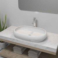 vidaXL Basin Triangle Ceramic White 50.5x41x12 cm, White