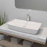 vidaXL Basin with Faucet Hole Rectangular Ceramic Black 46x25.5x12 cm, Black