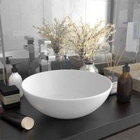 vidaXL Bathroom Sink Ceramic Dark Grey Round, Grey