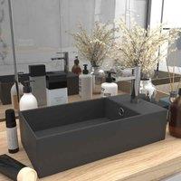 vidaXL Bathroom Sink Ceramic Light Grey Round, Grey