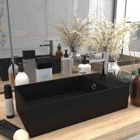 vidaXL Bathroom Sink with Overflow Ceramic Matt Black, Black