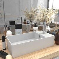 vidaXL Bathroom Sink with Overflow Ceramic Matt White, White