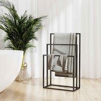 vidaXL Freestanding Towel Rack Black 48X24X79cm Iron, Black