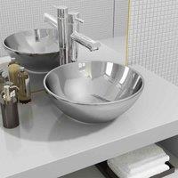 vidaXL Wash Basin 32.5x14 cm Ceramic Silver, Silver