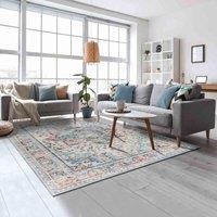 Green Decore Vernal Atticus Aqua Blue Regal Purple And Cream Machine Washable Rug - 152 Cm X 213 Cm, Blue
