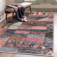 Green Decore Vernal Colaj Blue Pink And Beige Machine Washable Rug - 152 Cm X 213 Cm, Blue