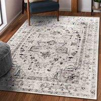 Green Decore Vernal Peoria Beige And Grey Machine Washable Rug - 90 Cm X 150 Cm, Grey