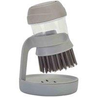 LivingandHome Living and Home Grey Dish Brush With Soap Dispenser For Dishes Pot Pan Kitchen Sink Scrubbing, Grey