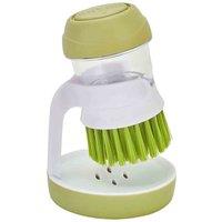 LivingandHome Living and Home Green Dish Brush With Soap Dispenser For Dishes Pot Pan Kitchen Sink Scrubbing, Green