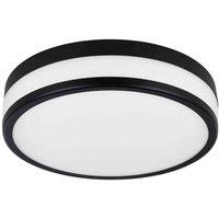 EGLO Palermo Led Glass Black Steel Flush Bathroom Ceiling Light, Black