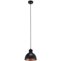 EGLO Truro 1 Black Copper Domed Pendant Light, White
