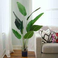 LivingandHome Living and Home 160 cm Tall Artificial Banana Leaf Tree Faux Large Plants in Pot, Green