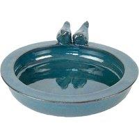 Esschert Design Bird Bath Ceramic Round (Petrol Blue), Blue