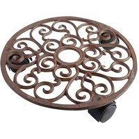 Esschert Design Round Plant Trolley, Brown