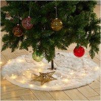 LivingandHome Living and Home 78cm Snow White Plush Christmas Tree Skirt, White