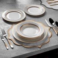 Konigtum 24Pcs New Bone China Round Dinner Set, Multi