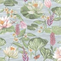 Holden Decor Lily Pad Wallpaper 10m x 53cm Blue, Blue