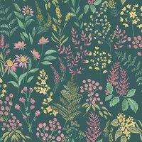 Holden Decor Floral Sprig Wallpaper 10m x 53cm Teal/Pink, Pink