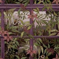 Holden Decor Tropical Window Wallpaper 10m x 53cm Plum, Purple