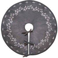 Ivyline Slate Velvet Mistletoe Christmas Tree Skirt D80Cm