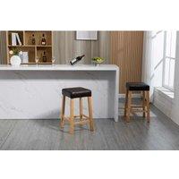 Artemis Home Emilia Vegan Leather Bar Stools - Set of 2 - Brown, Brown