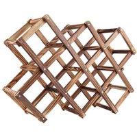 LivingandHome Living and Home Decorative Foldable Solid Wood Cube Stackable Wine Rack, Brown
