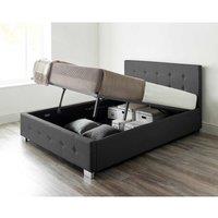 Aspire Furniture Ottoman Bed Single Black Linen & Double Comfort Eco Mattress, Black