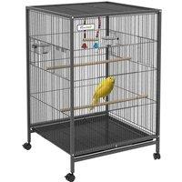 PawHut Budgie Cage Parrot Cage for Small Parrot, Budgie, Lovebird with Rolling Stand, Grey