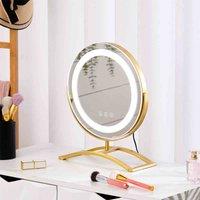 LivingandHome Living and Home Round Makeup Mirror With Led Lights Dressing Table Mirror Vanity Mirrors-gold 25X38Cm, Gold