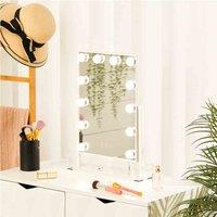 LivingandHome Living and Home Rectangular Hollywood Vanity Makeup Mirror 36.5X47.5Cm, White