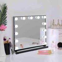 LivingandHome Living and Home 13 Led Vanity Hollywood Mirror With Led Makeup Light Up Mirror Dressing Table With Touch Sensor Control 52X42Cm, Black