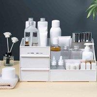 LivingandHome Living and Home Multi-purpose White Makeup Storage Box Drawers Organizer 25.2X15.4X11.5Cm, White