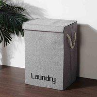 LivingandHome Living and Home Large Laundry Baskets Washing Clothes Storage Folding Basket Hamper With Lid, Grey