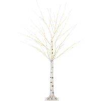 HOMCOM 5ft Artificial White Birch Tree w/ 96 Light, White