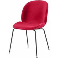 Fusion Living Luxurious Velvet Dining Chair With Black Metal Legs Red