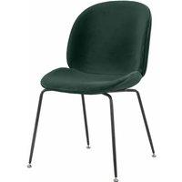 Fusion Living Luxurious Velvet Dining Chair With Black Metal Legs Dark Green