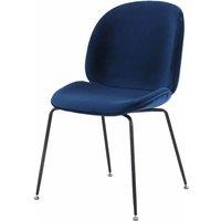 Fusion Living Luxurious Velvet Dining Chair With Black Metal Legs Navy, Blue