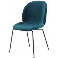 Fusion Living Luxurious Velvet Dining Chair With Black Metal Legs Teal, Green