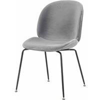 Fusion Living Luxurious Velvet Dining Chair With Black Metal Legs Grey