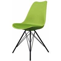 Fusion Living Soho Plastic Dining Chair With Black Metal Legs Green, Green