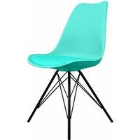 Fusion Living Soho Plastic Dining Chair With Black Metal Legs Aqua, Blue