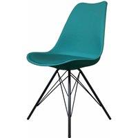 Fusion Living Soho Plastic Dining Chair With Black Metal Legs Teal, Green