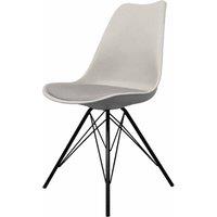 Fusion Living Soho Plastic Dining Chair With Black Metal Legs Light Grey, Grey
