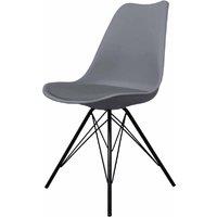 Fusion Living Soho Plastic Dining Chair With Black Metal Legs Dark Grey, Grey