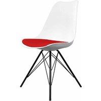 Fusion Living Soho Plastic Dining Chair With Black Metal Legs White & Red, Red