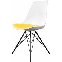 Fusion Living Soho Plastic Dining Chair With Black Metal Legs White & Yellow, Yellow