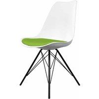 Fusion Living Soho Plastic Dining Chair With Black Metal Legs White & Green